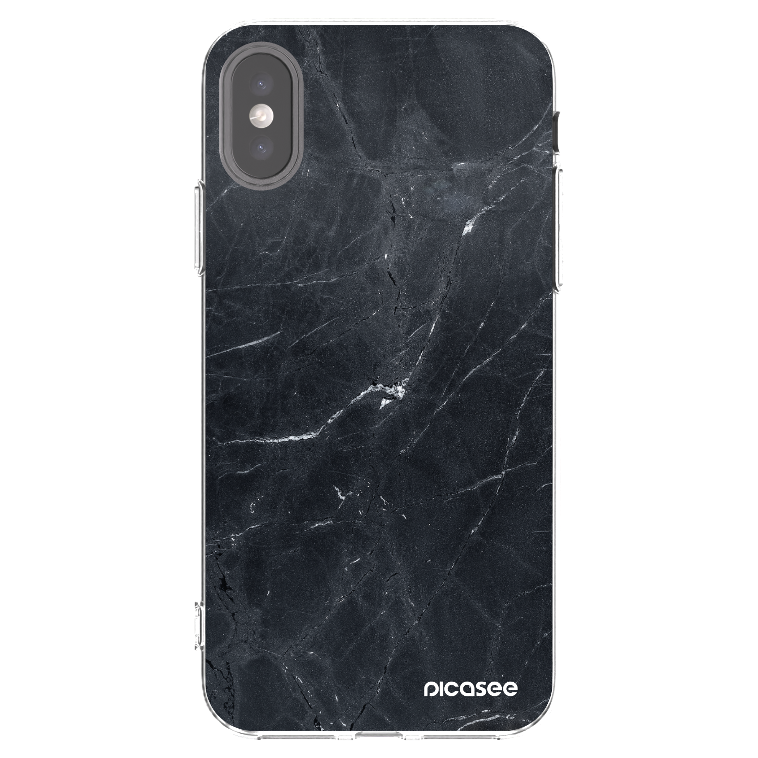 Silikónový prehľadný obal pre Apple iPhone X/XS - Black marble