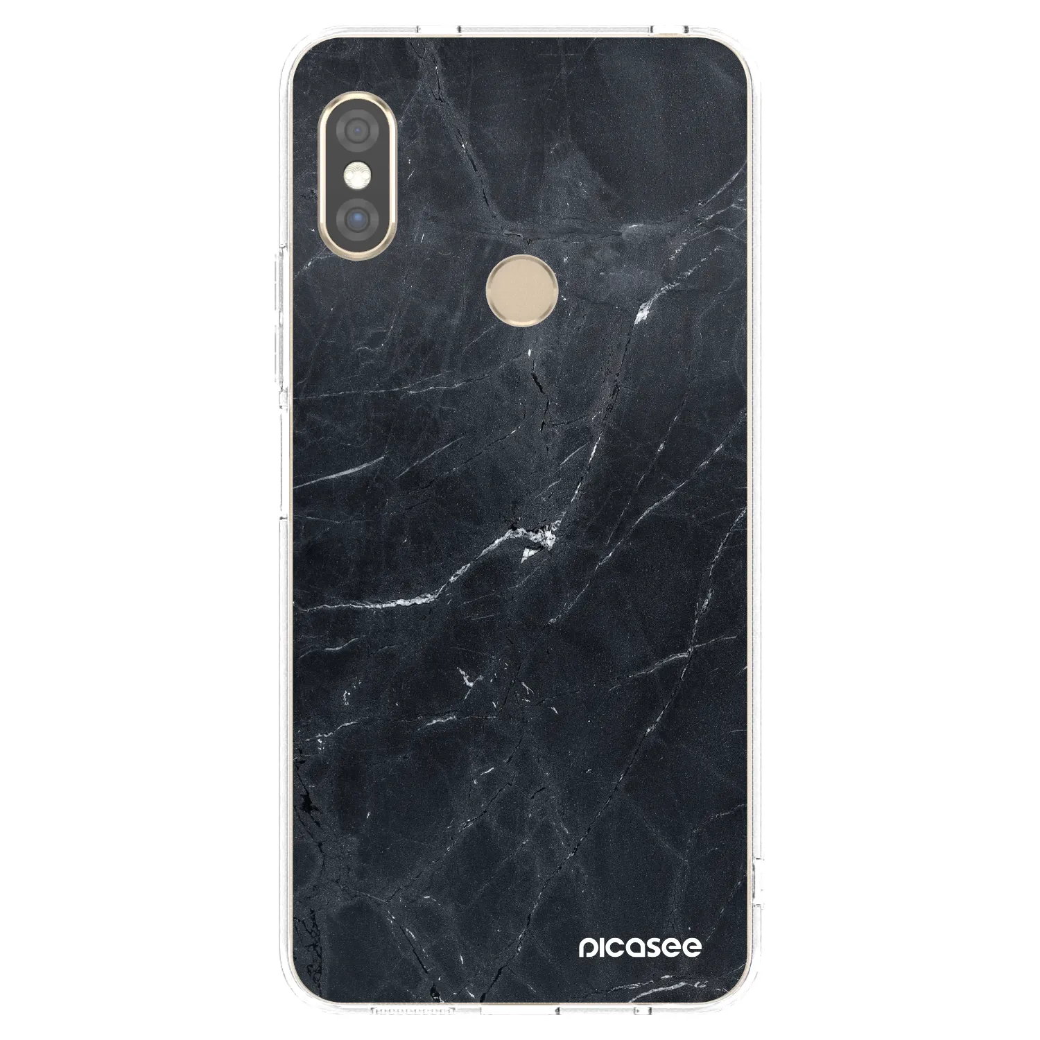Picasee silikónový prehľadný obal pre Xiaomi Redmi Note 5 Global - Black marble