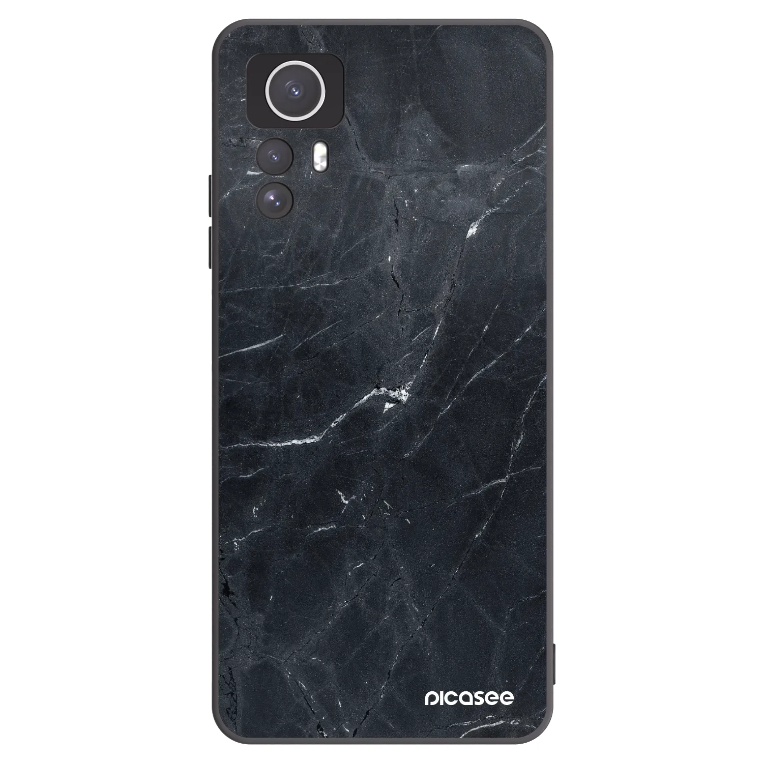 Picasee silikónový čierny obal pre Xiaomi Redmi Note 12S - Black marble