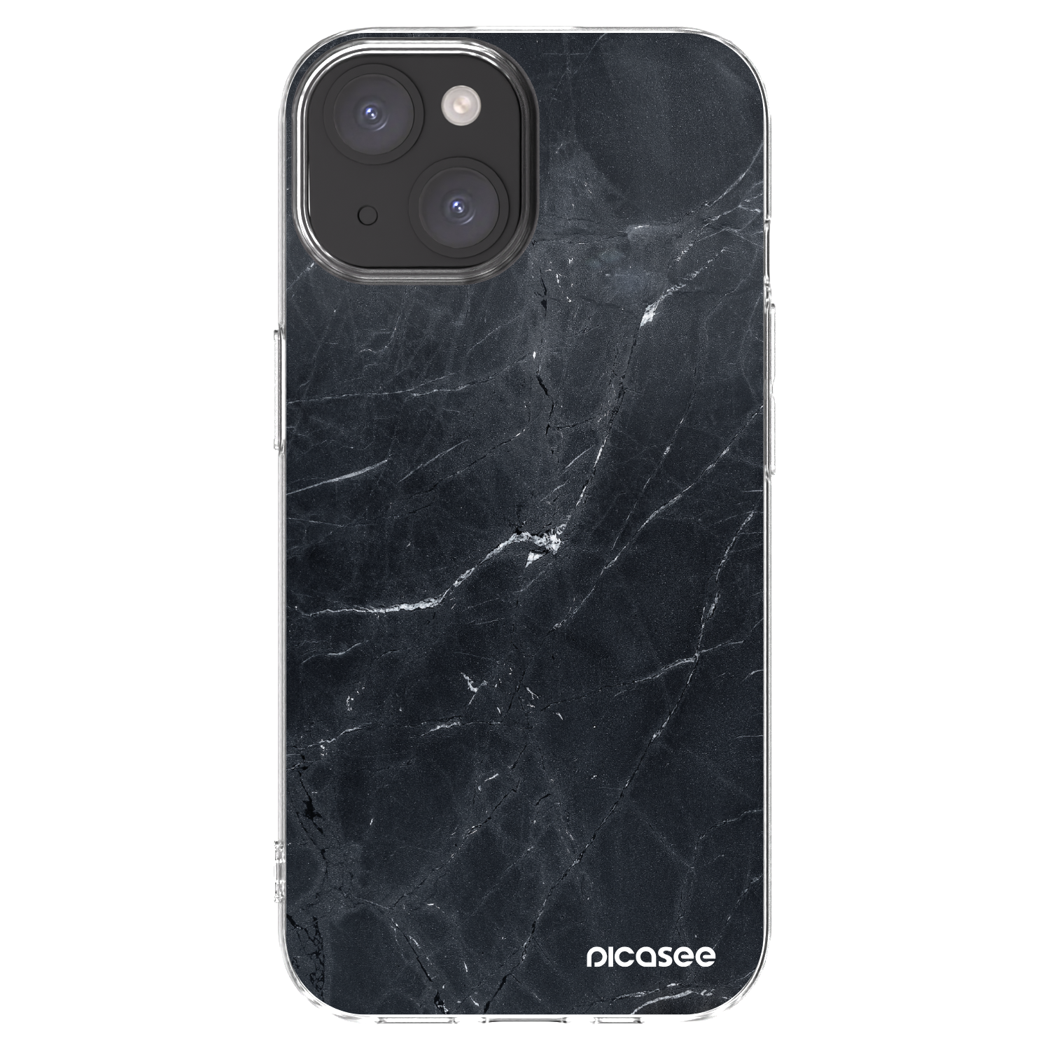 Silikónový prehľadný obal pre Apple iPhone 15 - Black marble
