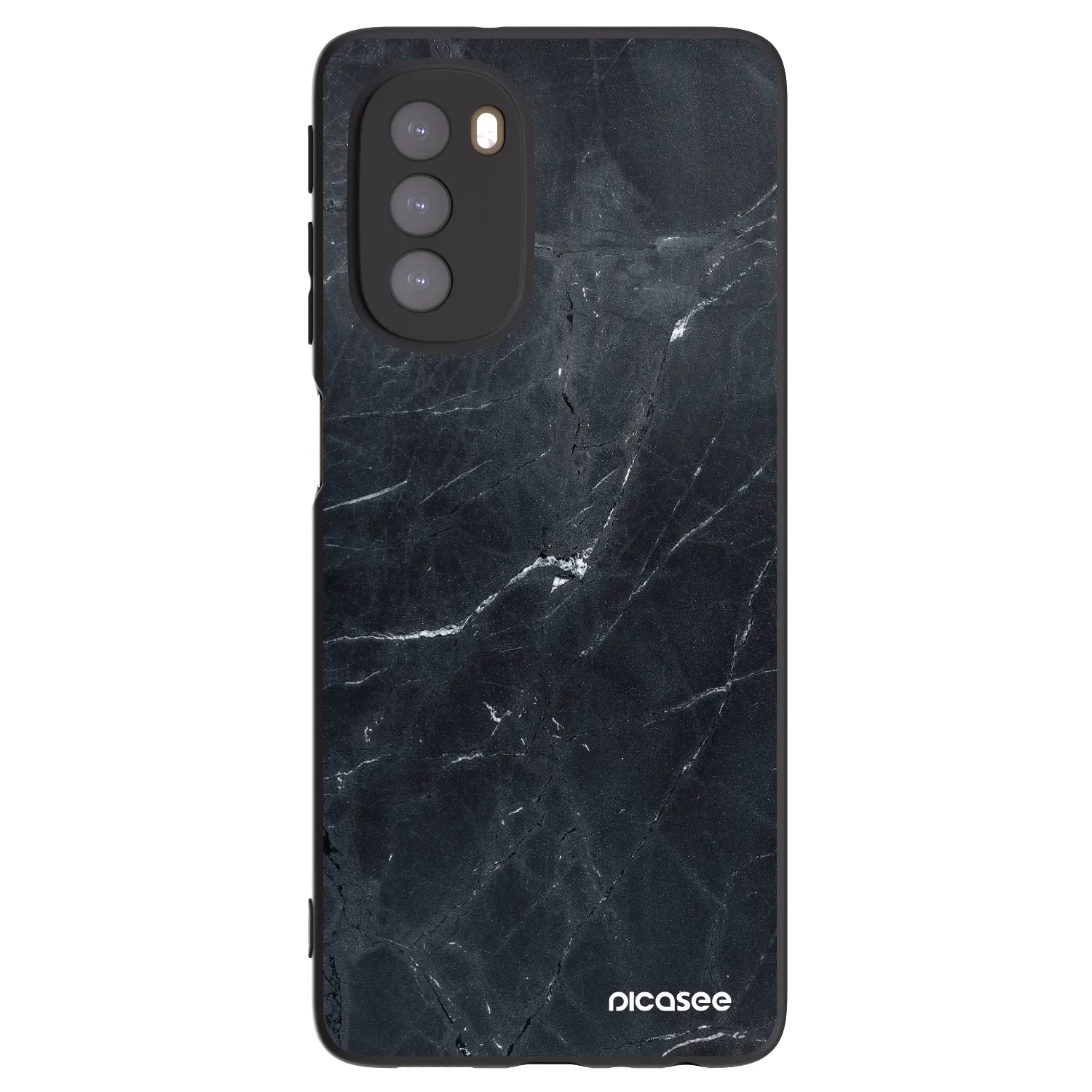 Picasee silikónový čierny obal pre Motorola Moto G51 - Black marble