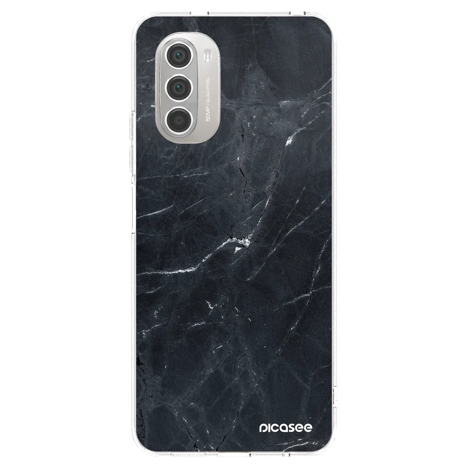 Picasee silikónový prehľadný obal pre Motorola Moto G51 - Black marble