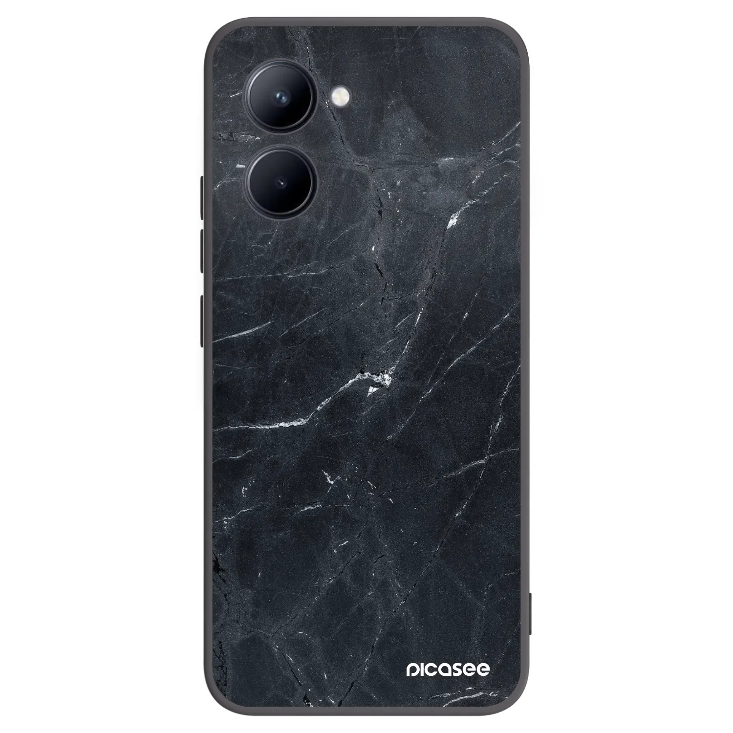 Picasee silikónový čierny obal pre Realme C33 (2023) - Black marble
