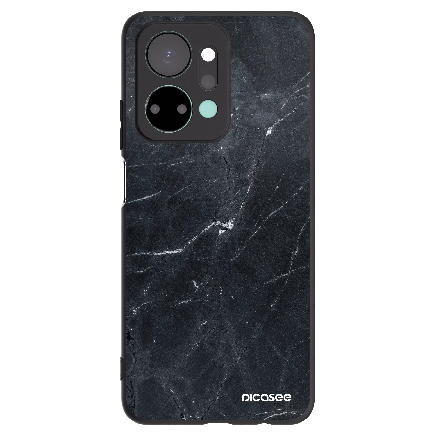 Picasee silikónový čierny obal pre Honor X7a - Black marble