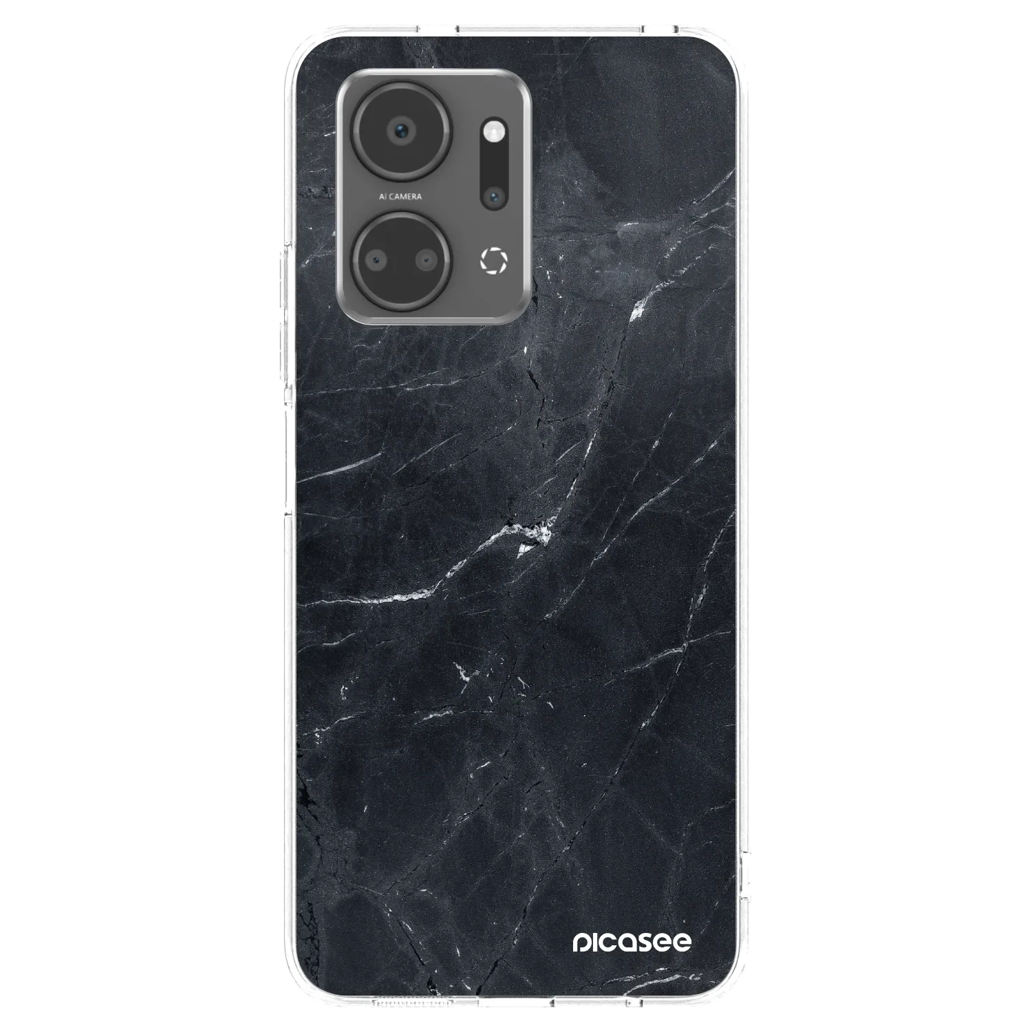 Picasee silikónový prehľadný obal pre Honor X7a - Black marble