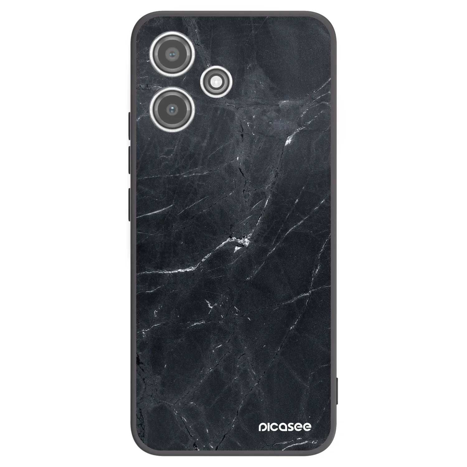 Picasee silikónový čierny obal pre Xiaomi Redmi 12 5G - Black marble