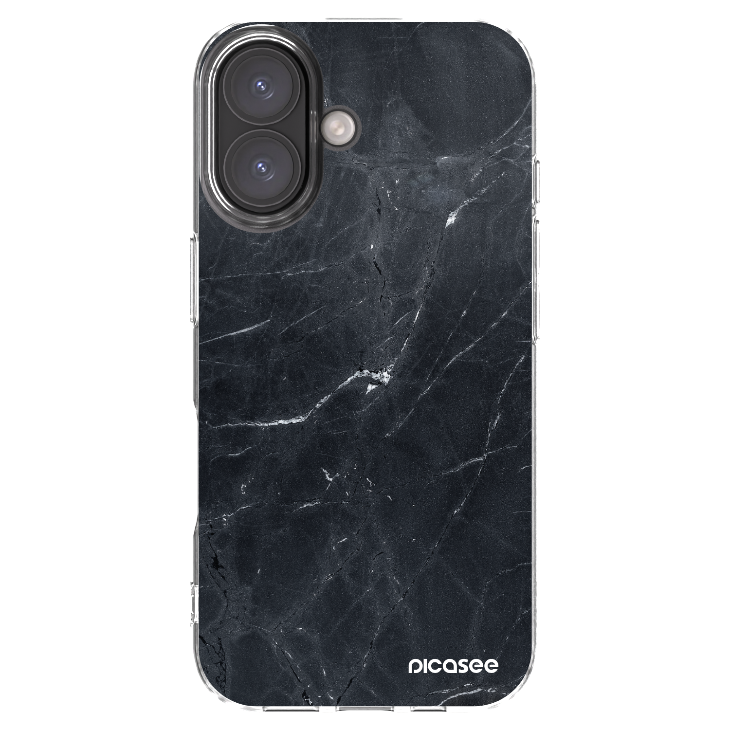 Picasee silikónový prehľadný obal pre Apple iPhone 16 - Black marble