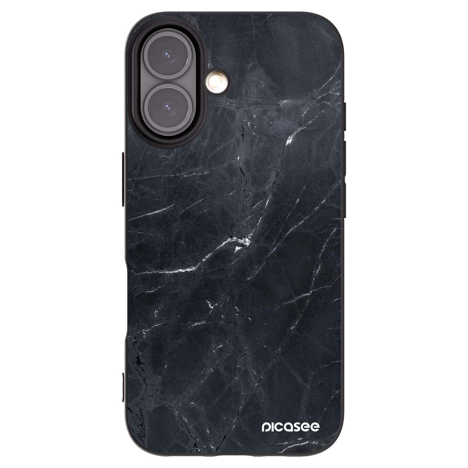 Picasee silikónový čierny obal pre Apple iPhone 16 - Black marble