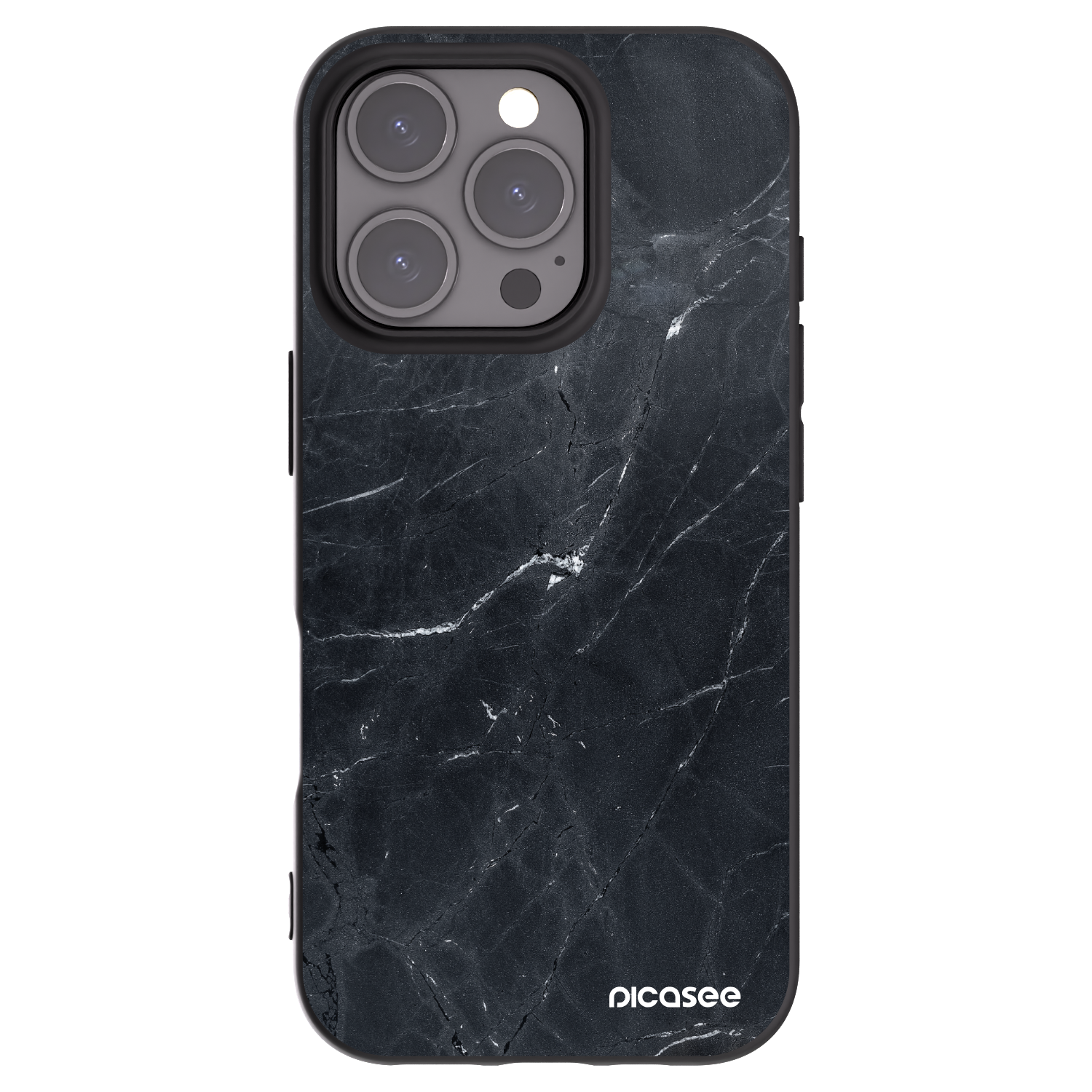 Picasee silikónový čierny obal pre Apple iPhone 16 Pro - Black marble