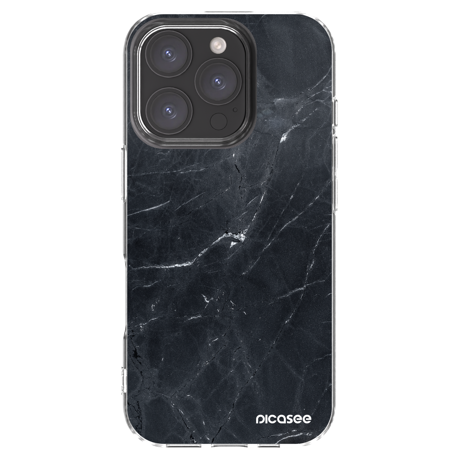 Picasee silikónový prehľadný obal pre Apple iPhone 16 Pro - Black marble