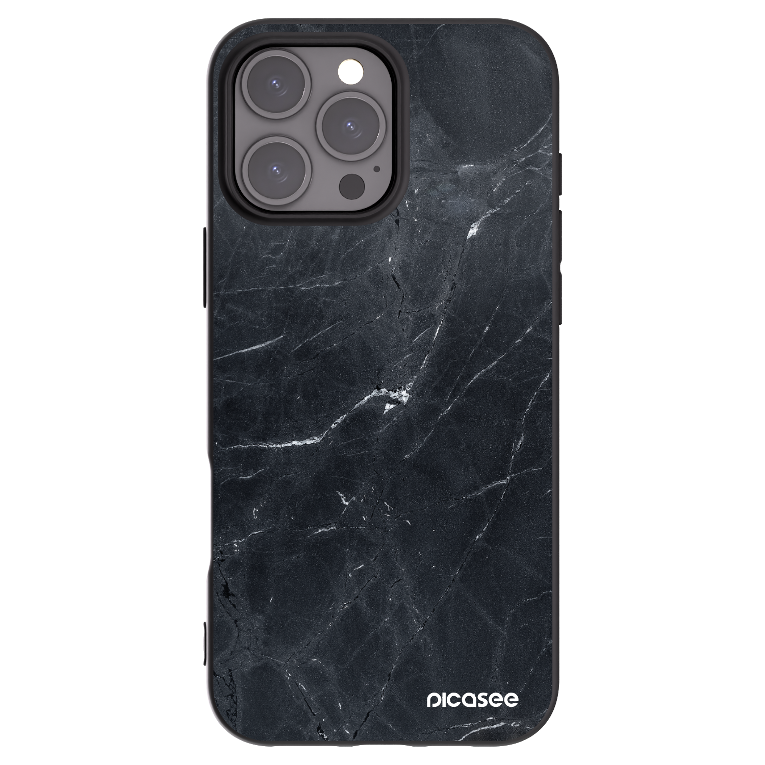 Picasee silikónový čierny obal pre Apple iPhone 16 Pro Max - Black marble