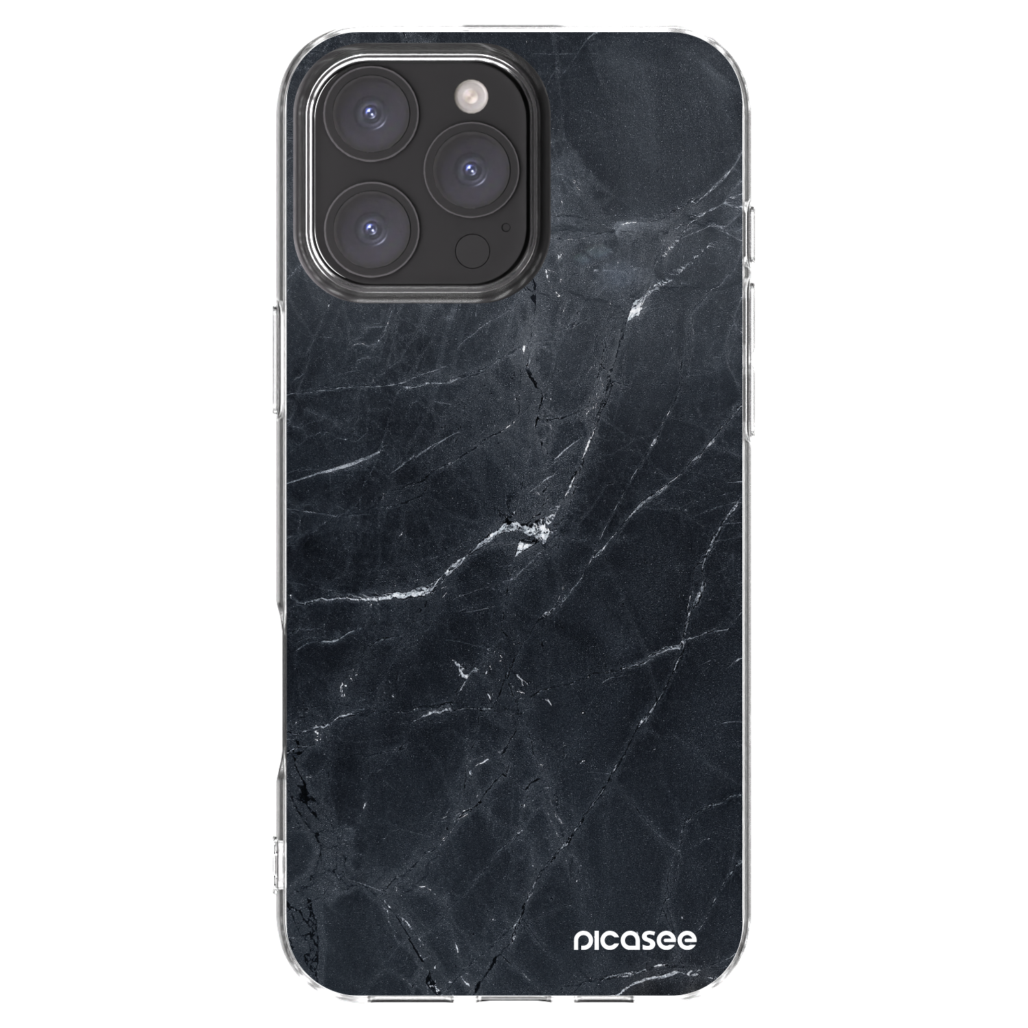 Picasee silikónový prehľadný obal pre Apple iPhone 16 Pro Max - Black marble
