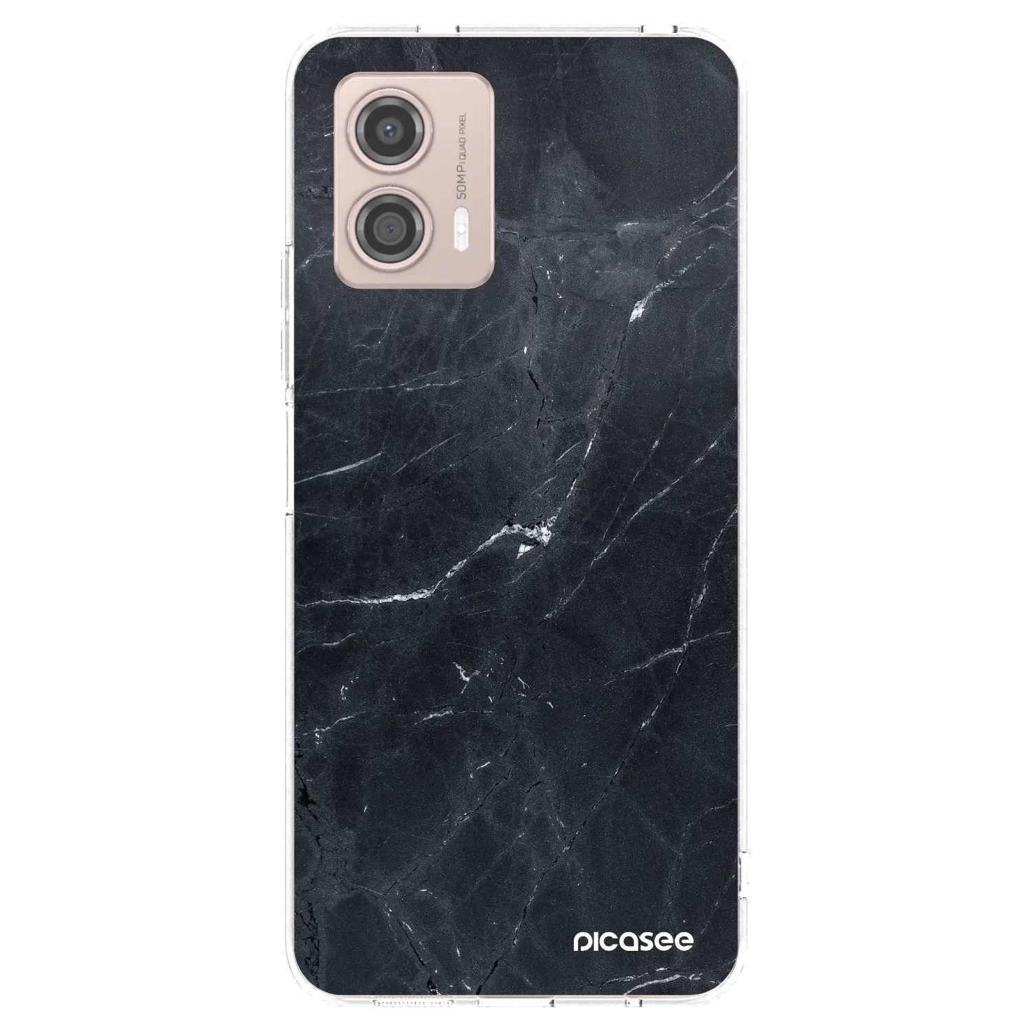 Picasee silikónový prehľadný obal pre Motorola Moto G53 5G - Black marble