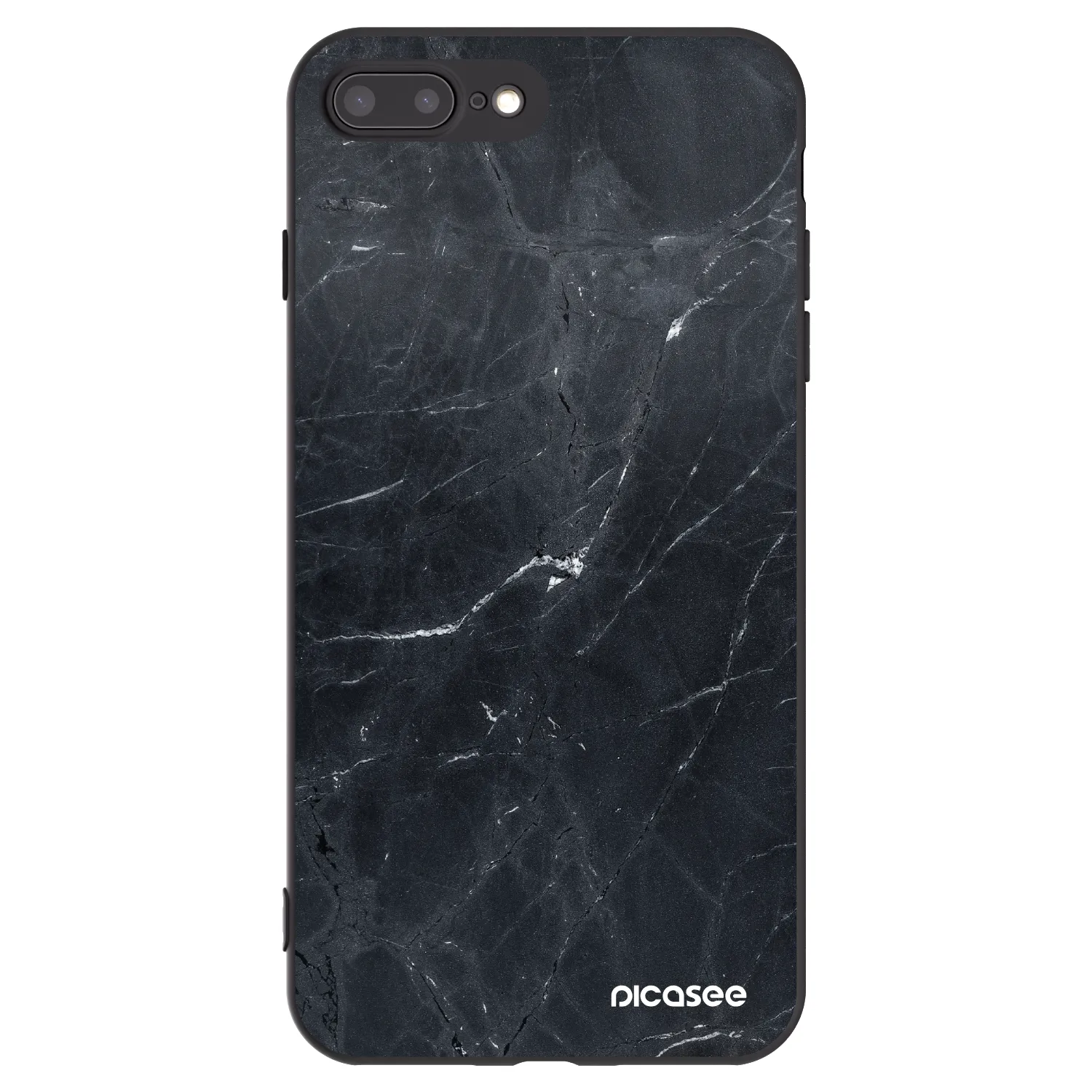 Picasee silikónový čierny obal pre Apple iPhone 7 Plus - Black marble