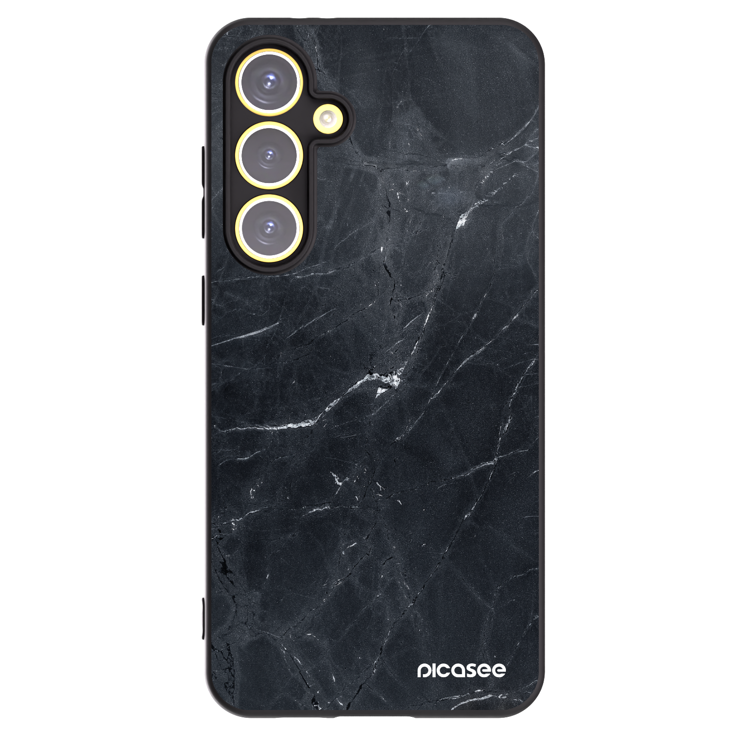 Picasee silikónový čierny obal pre Samsung Galaxy S24 FE S721B - Black marble