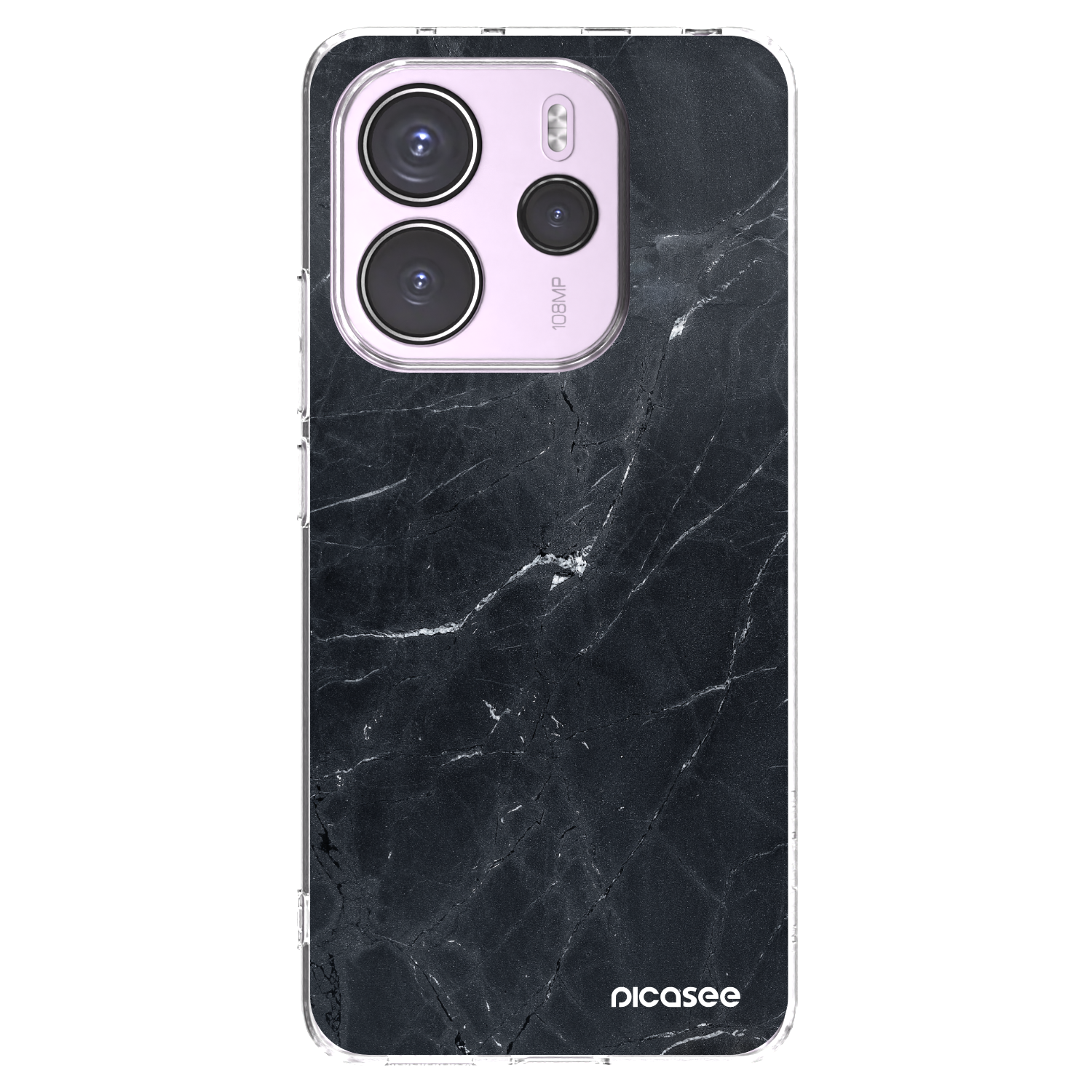 Picasee silikónový prehľadný obal pre Xiaomi Redmi Note 14 4G - Black marble