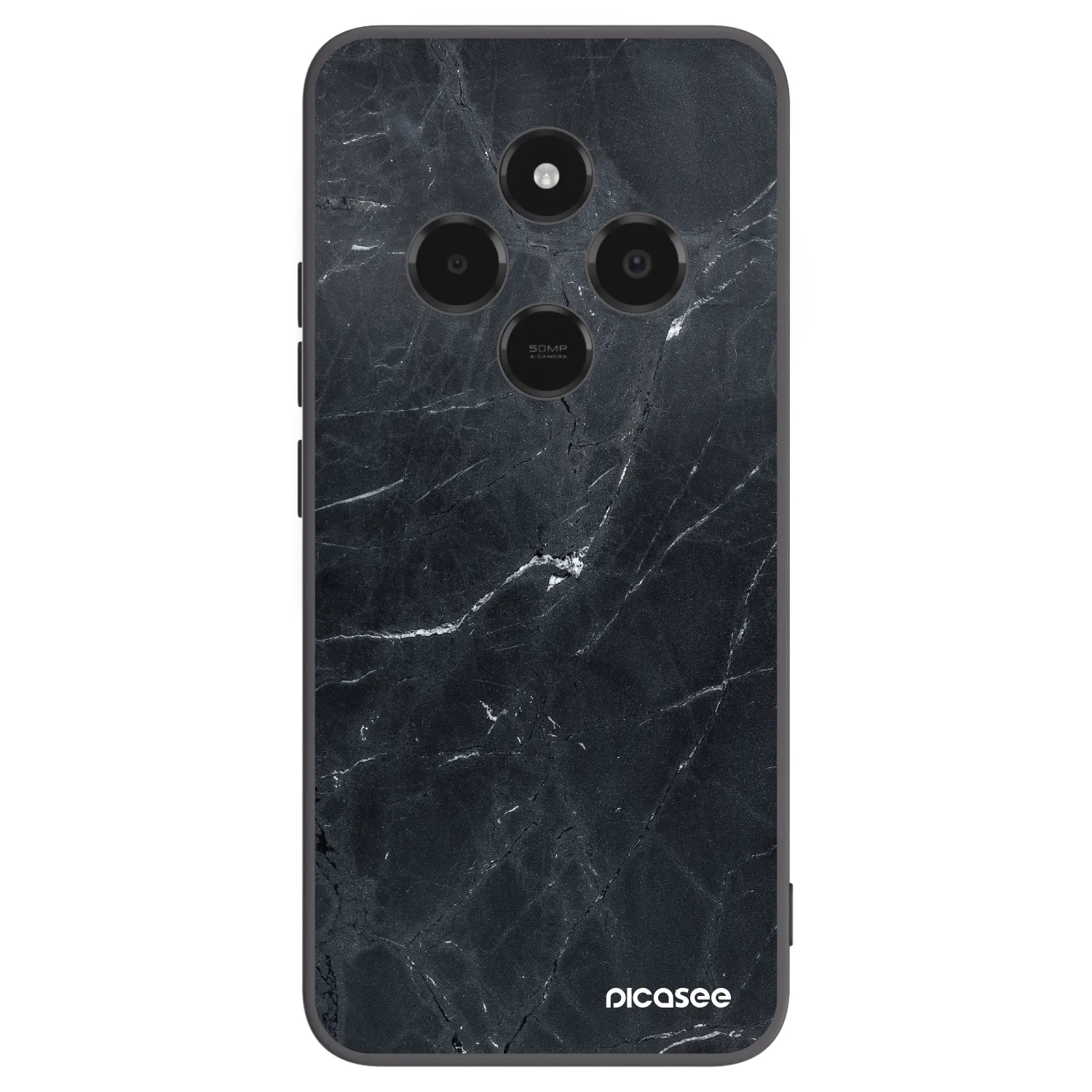 Picasee silikónový čierny obal pre Xiaomi Poco C75 - Black marble