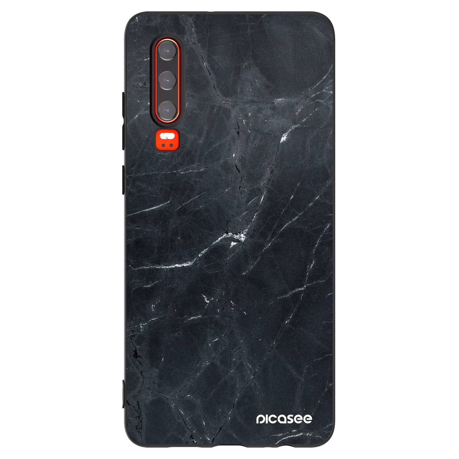 Picasee silikónový čierny obal pre Huawei P30 - Black marble