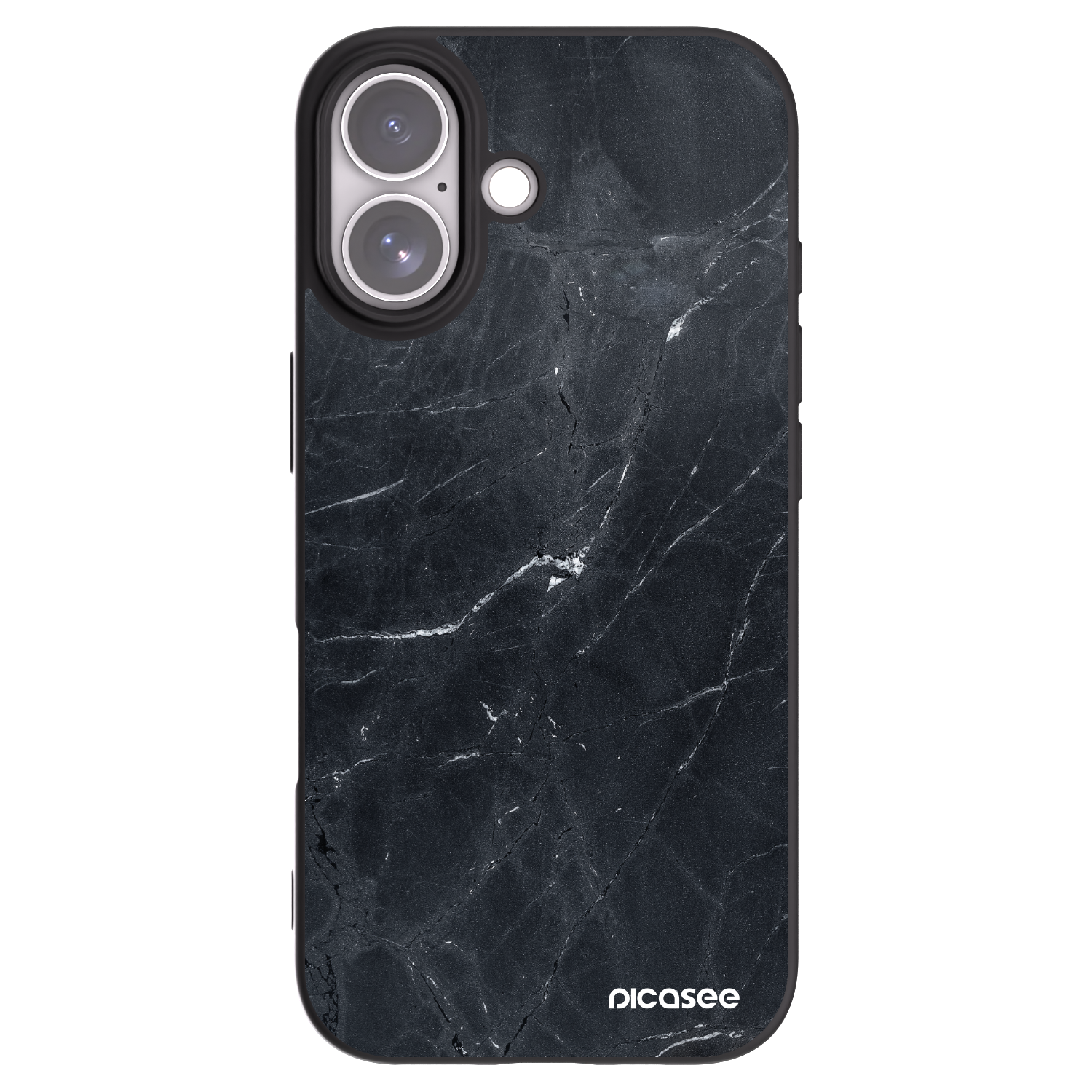 Picasee silikónový čierny obal pre Apple iPhone 17 - Black marble