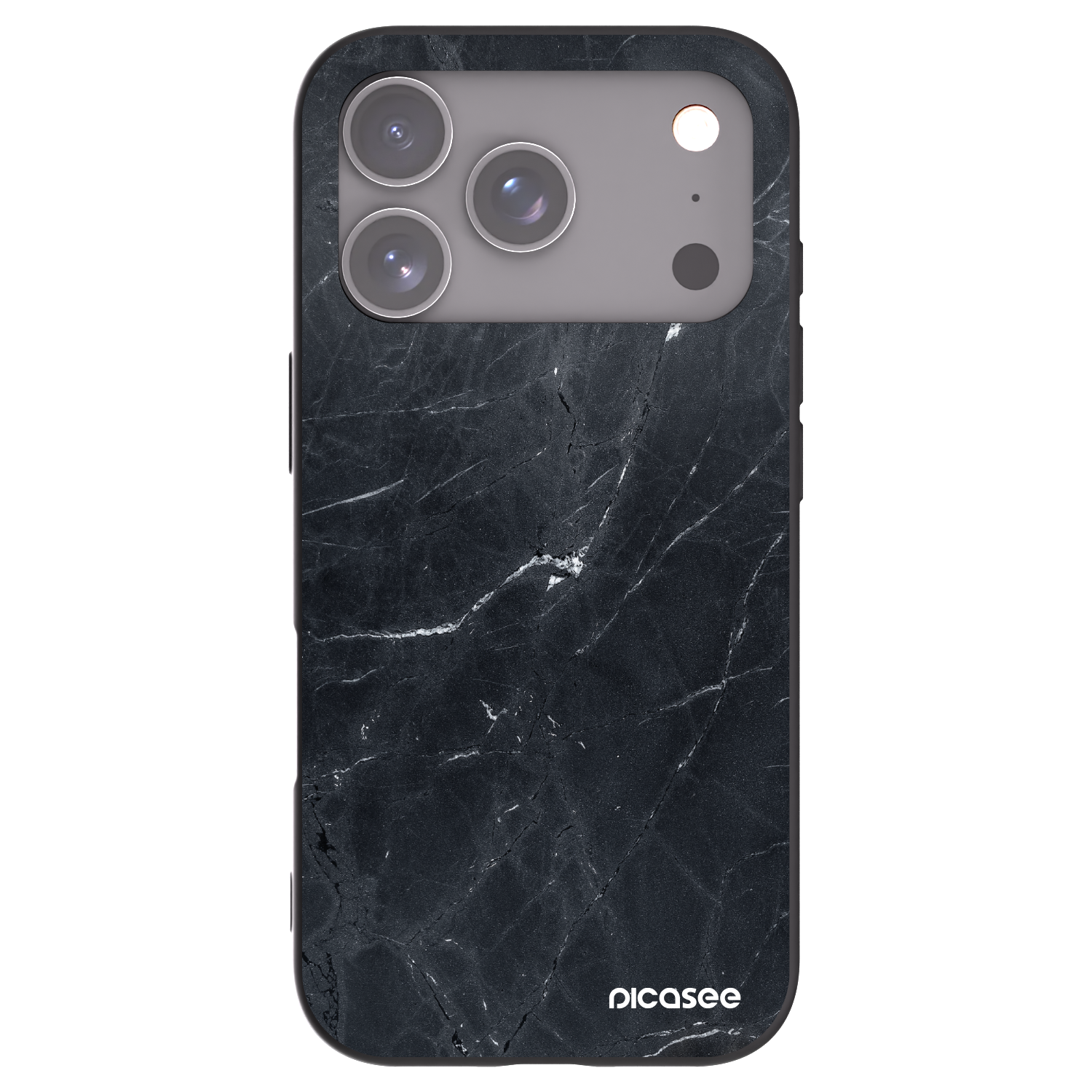 Picasee silikónový čierny obal pre Apple iPhone 17 Pro - Black marble