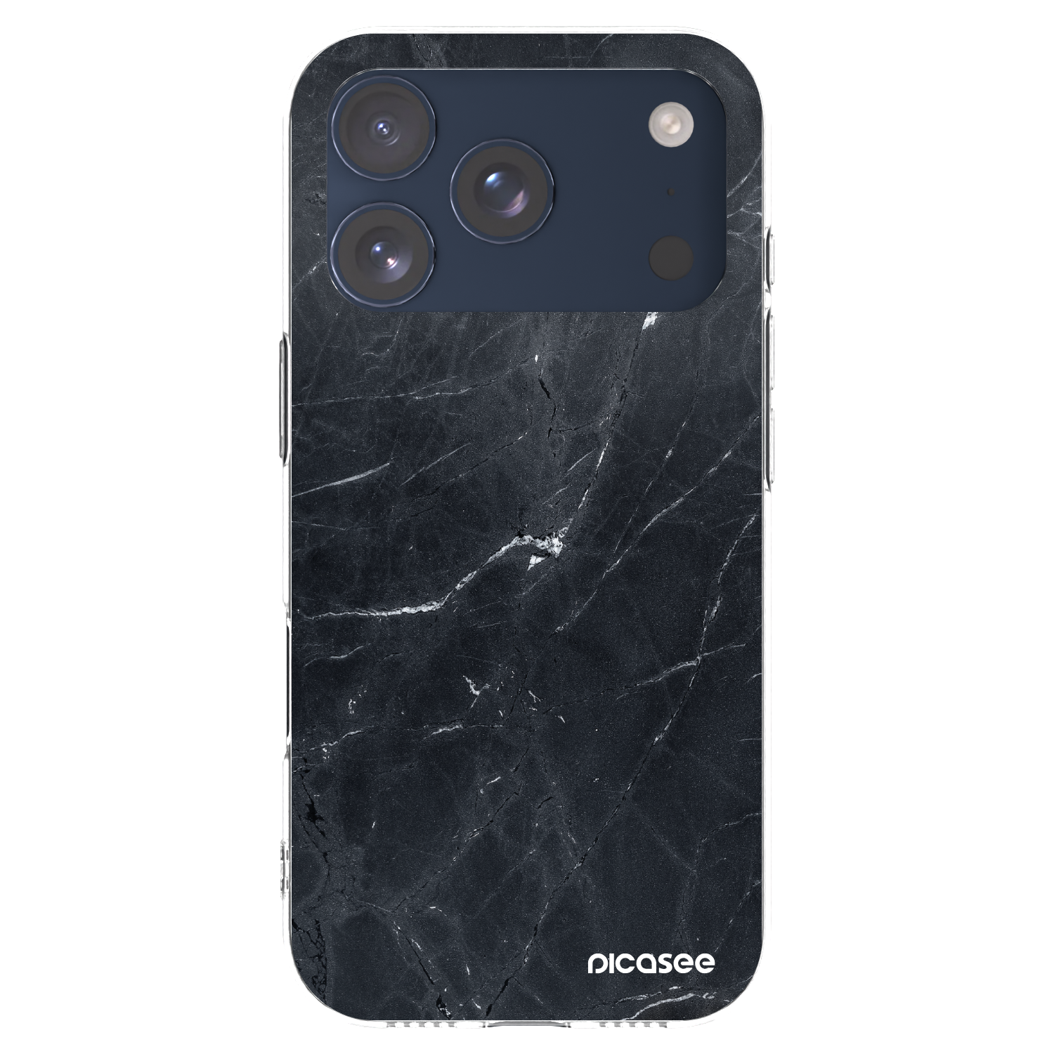 Picasee silikónový prehľadný obal pre Apple iPhone 17 Pro - Black marble