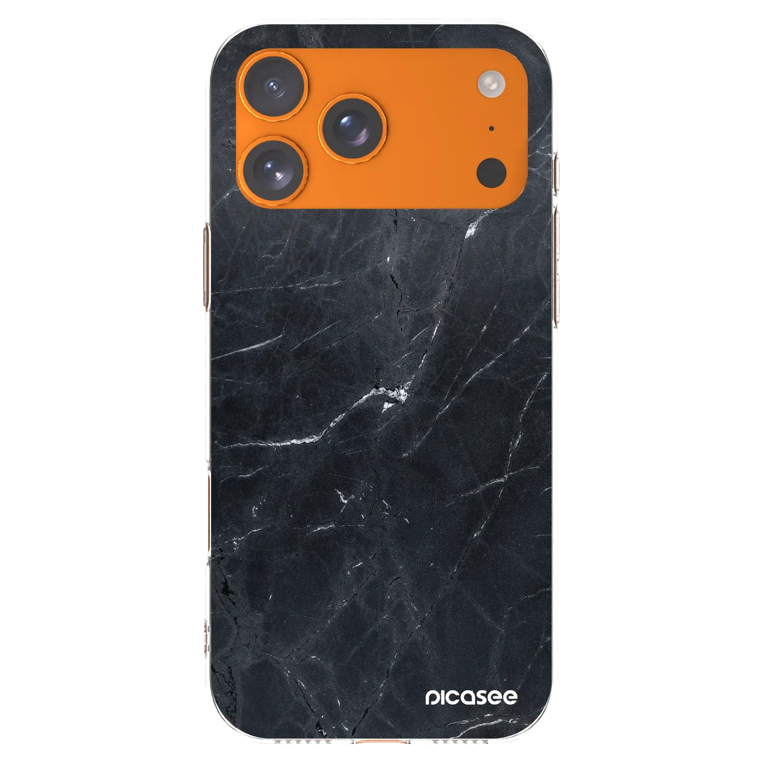 Silikónový prehľadný obal pre Apple iPhone 17 Pro Max - Black marble