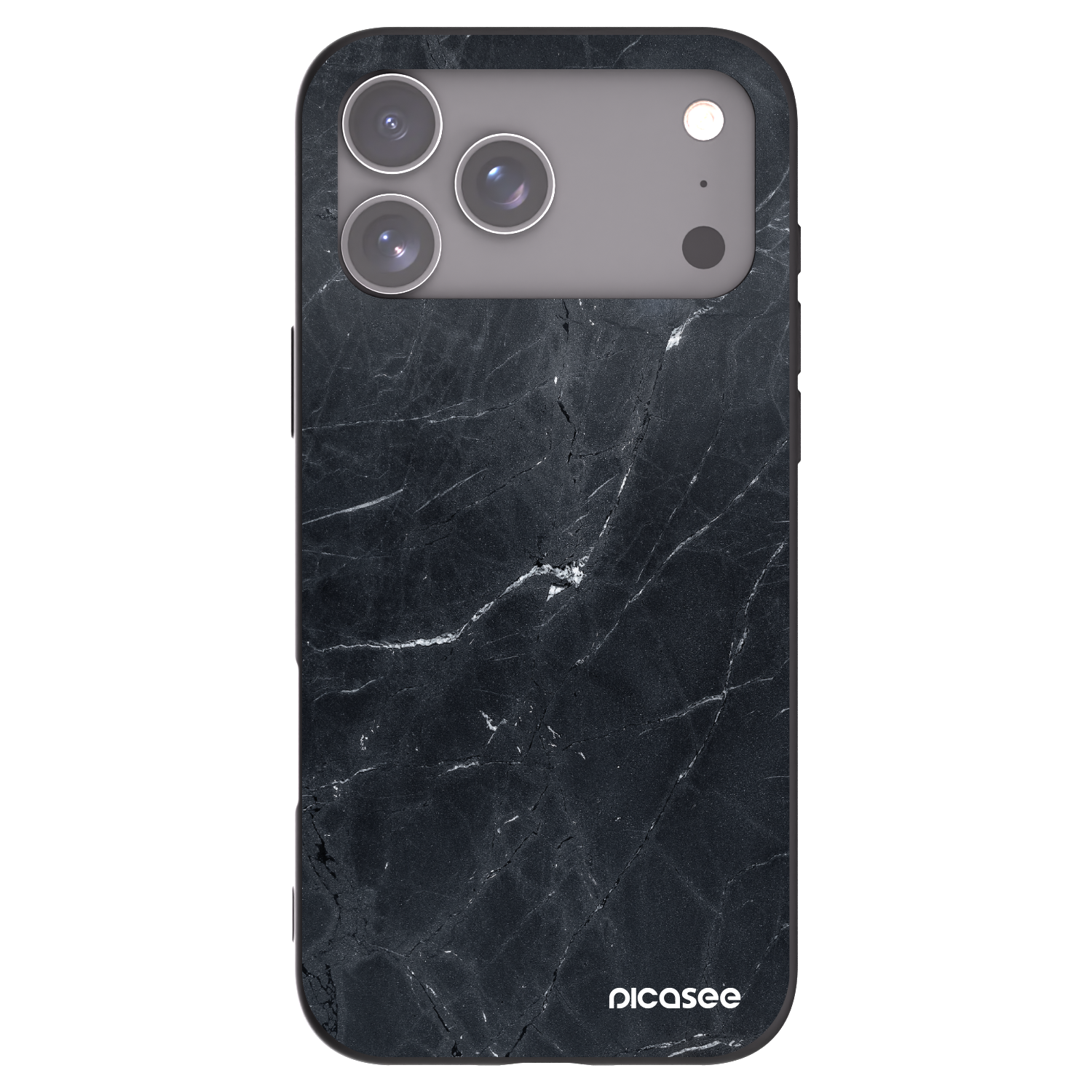 Silikónový čierny obal pre Apple iPhone 17 Pro Max - Black marble