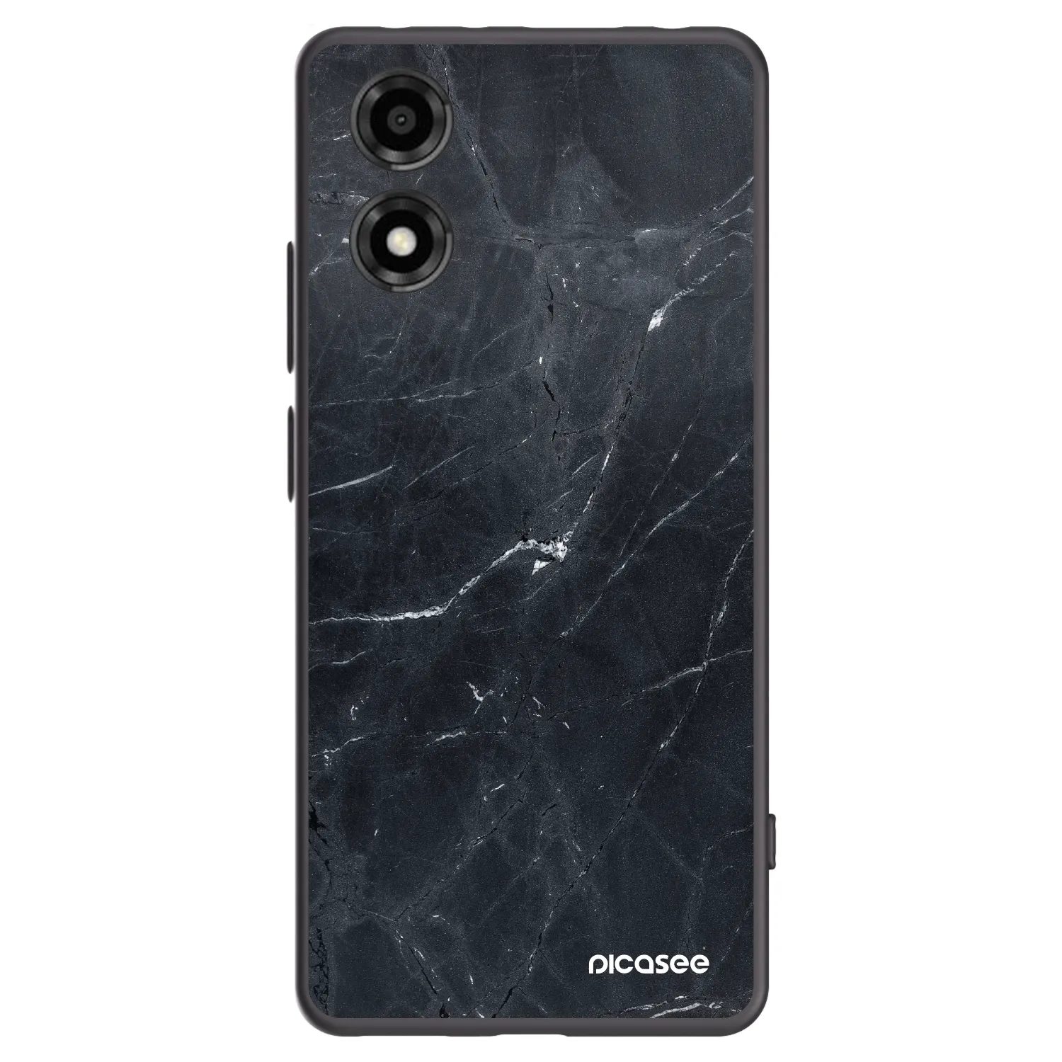 Picasee silikónový čierny obal pre Motorola Moto E14 - Black marble