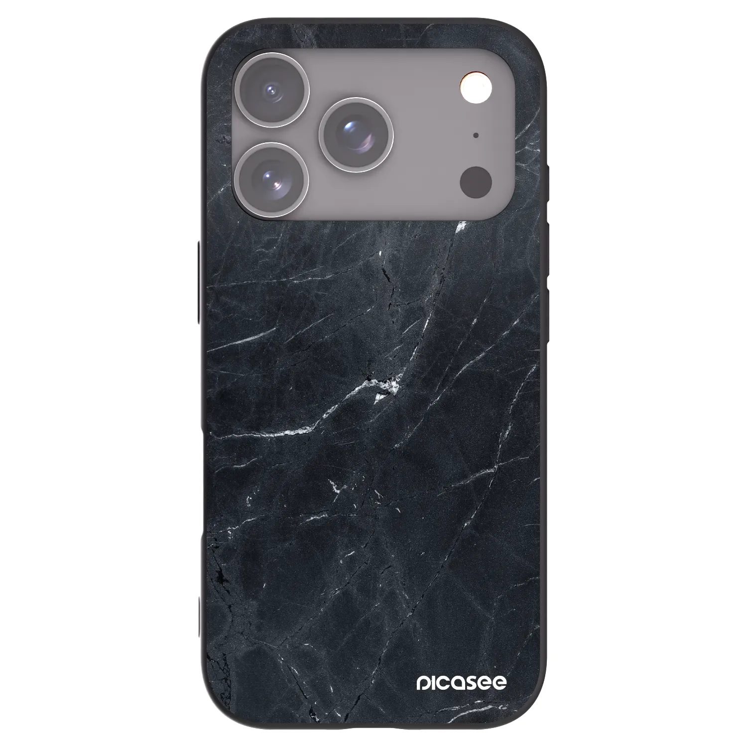 Picasee silikónový čierny obal pre Apple iPhone 18 Pro - Black marble
