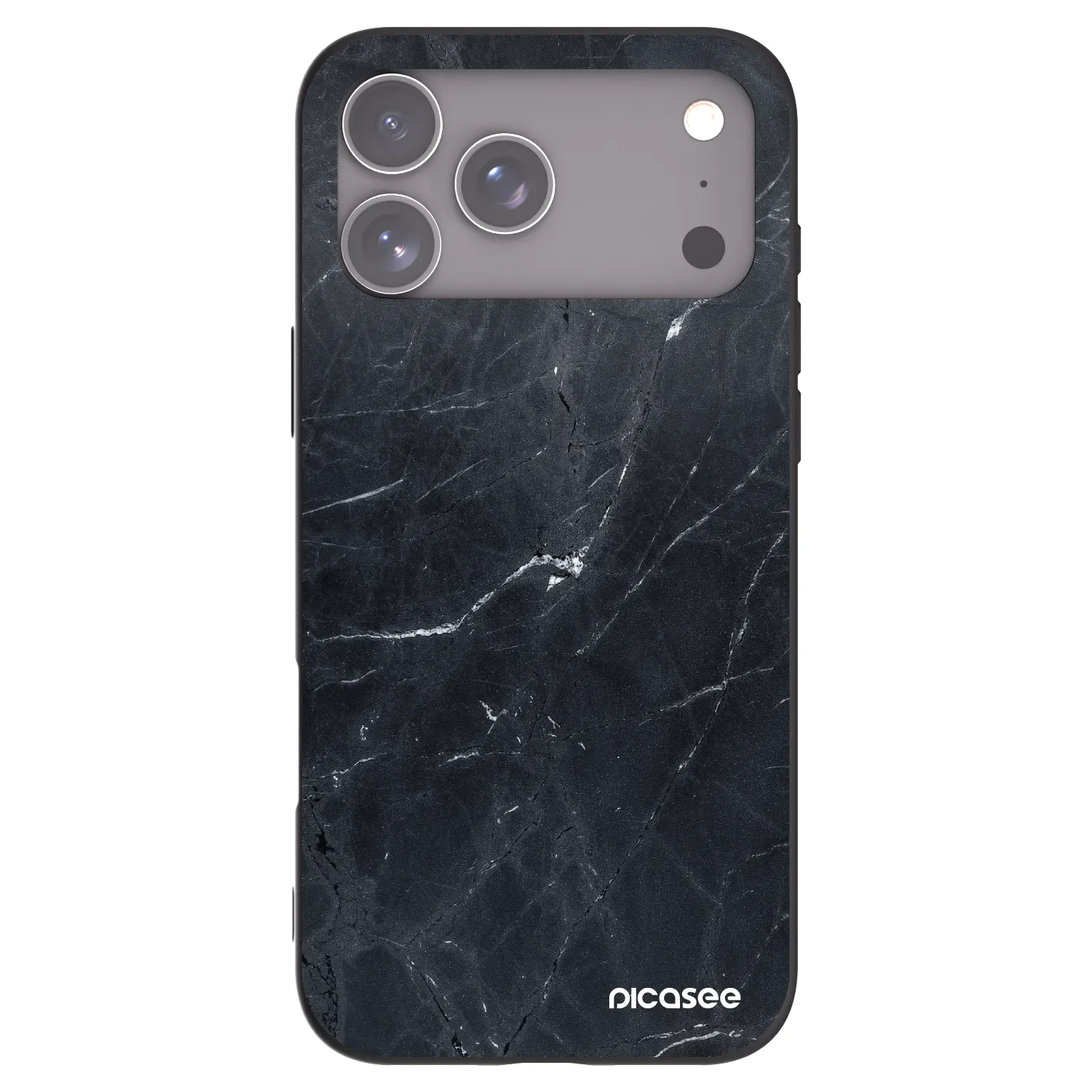 Picasee silikónový čierny obal pre Apple iPhone 18 Pro Max - Black marble