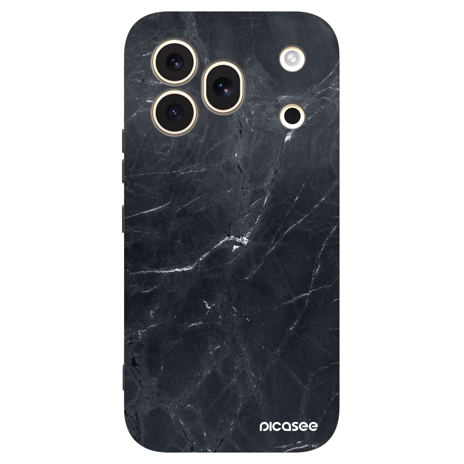 Picasee silikónový čierny obal pre Honor 600 Pro - Black marble