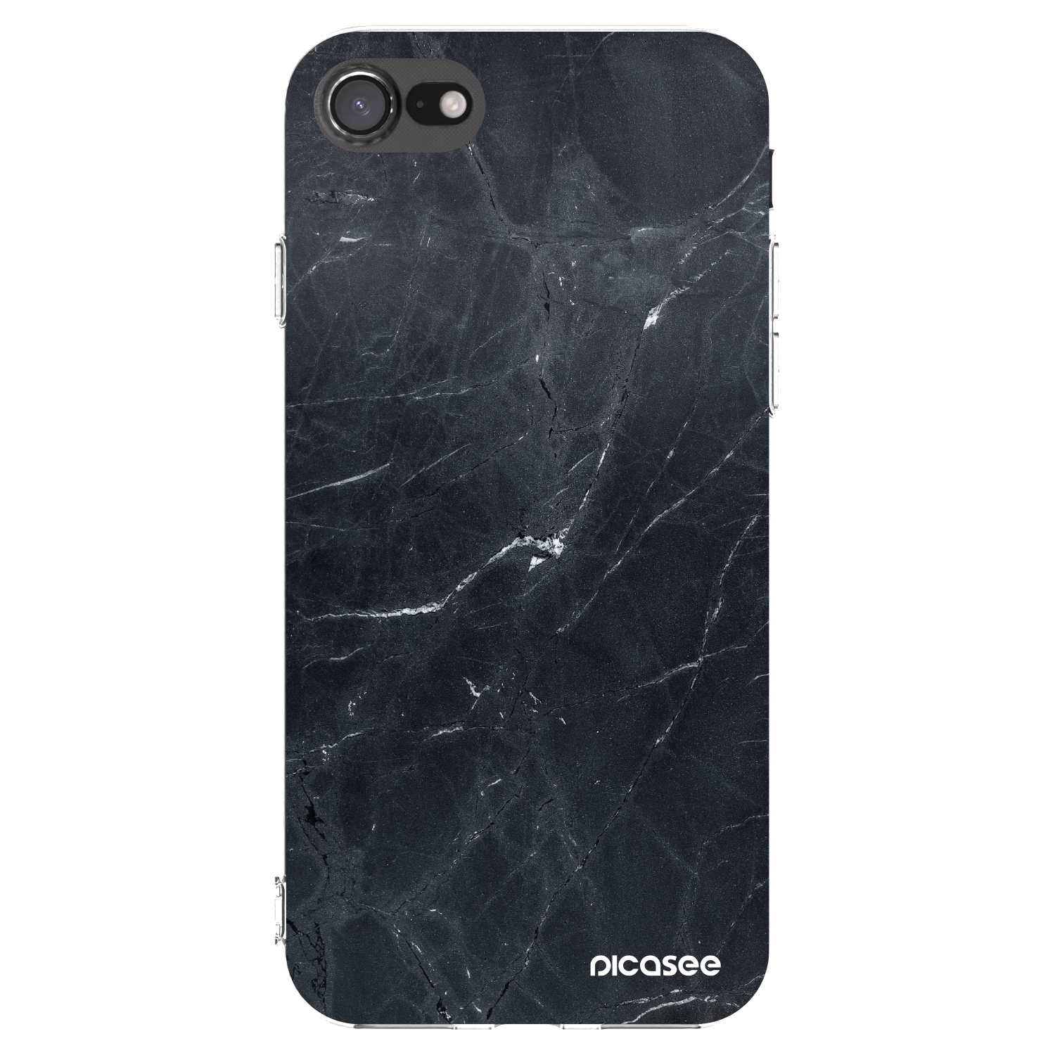 Picasee silikónový prehľadný obal pre Apple iPhone SE 2020 - Black marble