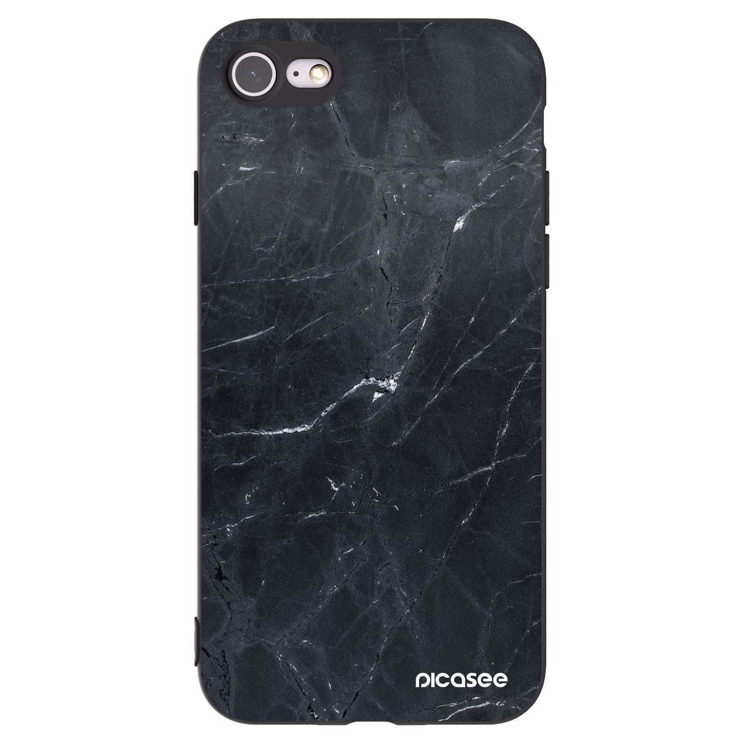 Picasee silikónový čierny obal pre Apple iPhone SE 2020 - Black marble