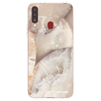 Picasee silikónový prehľadný obal pre Samsung Galaxy A20s - Cream marble