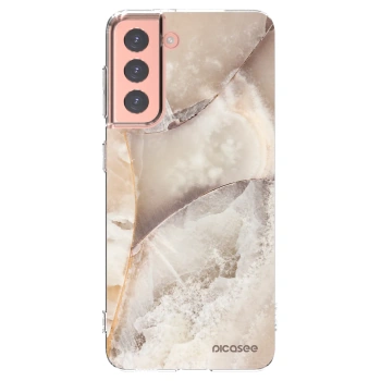 Picasee silikónový prehľadný obal pre Samsung Galaxy S21 5G G991B - Cream marble