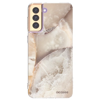 Picasee silikónový prehľadný obal pre Samsung Galaxy S21+ 5G G996F - Cream marble