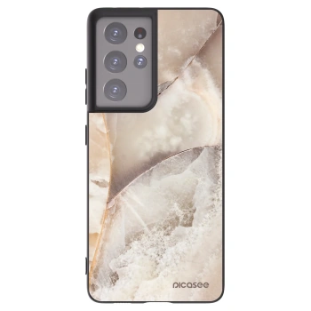 Picasee silikónový čierny obal pre Samsung Galaxy S21 Ultra 5G G998B - Cream marble