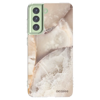 Picasee silikónový prehľadný obal pre Samsung Galaxy S21 FE 5G - Cream marble