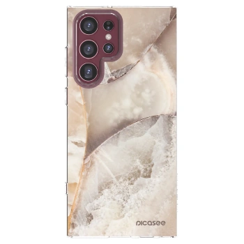 Picasee silikónový prehľadný obal pre Samsung Galaxy S22 Ultra 5G - Cream marble