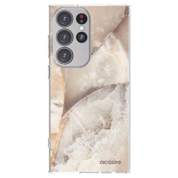 Picasee silikónový prehľadný obal pre Samsung Galaxy S23 Ultra 5G - Cream marble