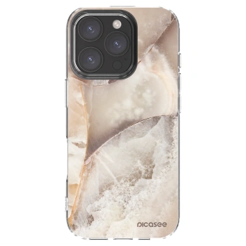 Picasee silikónový prehľadný obal pre Apple iPhone 16 Pro - Cream marble