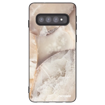 Picasee silikónový čierny obal pre Samsung Galaxy S10 G973 - Cream marble