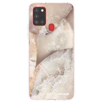 Picasee silikónový prehľadný obal pre Samsung Galaxy A21s - Cream marble