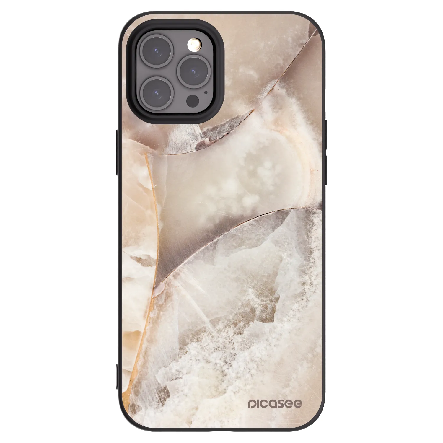 Picasee silikónový čierny obal pre Apple iPhone 12 Pro Max - Cream marble