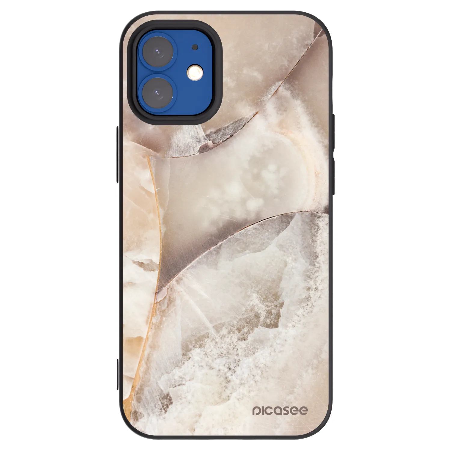Picasee silikónový čierny obal pre Apple iPhone 12 mini - Cream marble