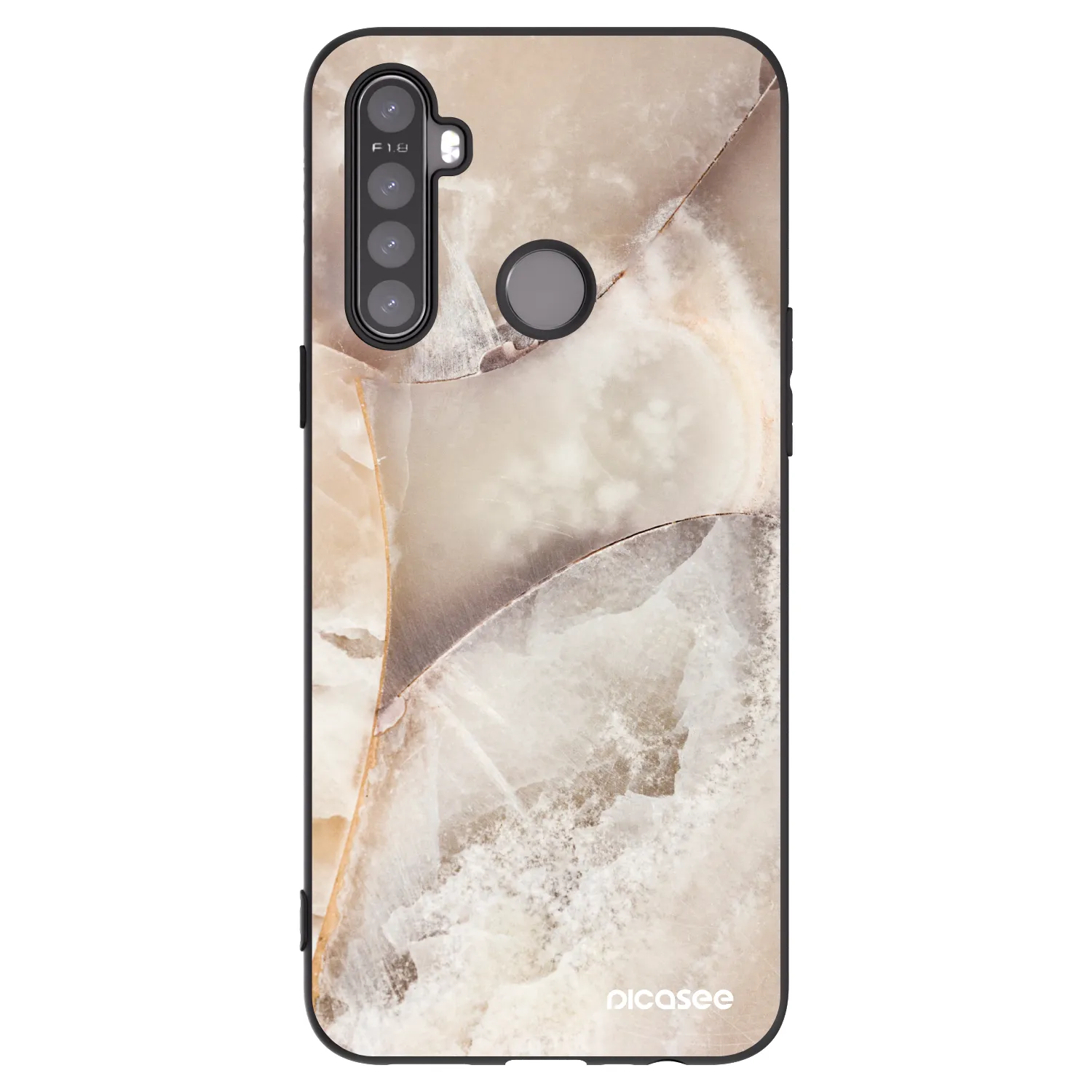 Picasee silikónový čierny obal pre Realme 5 - Cream marble