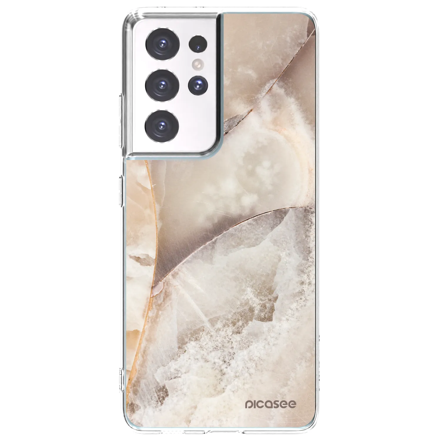 Picasee silikónový prehľadný obal pre Samsung Galaxy S21 Ultra 5G G998B - Cream marble