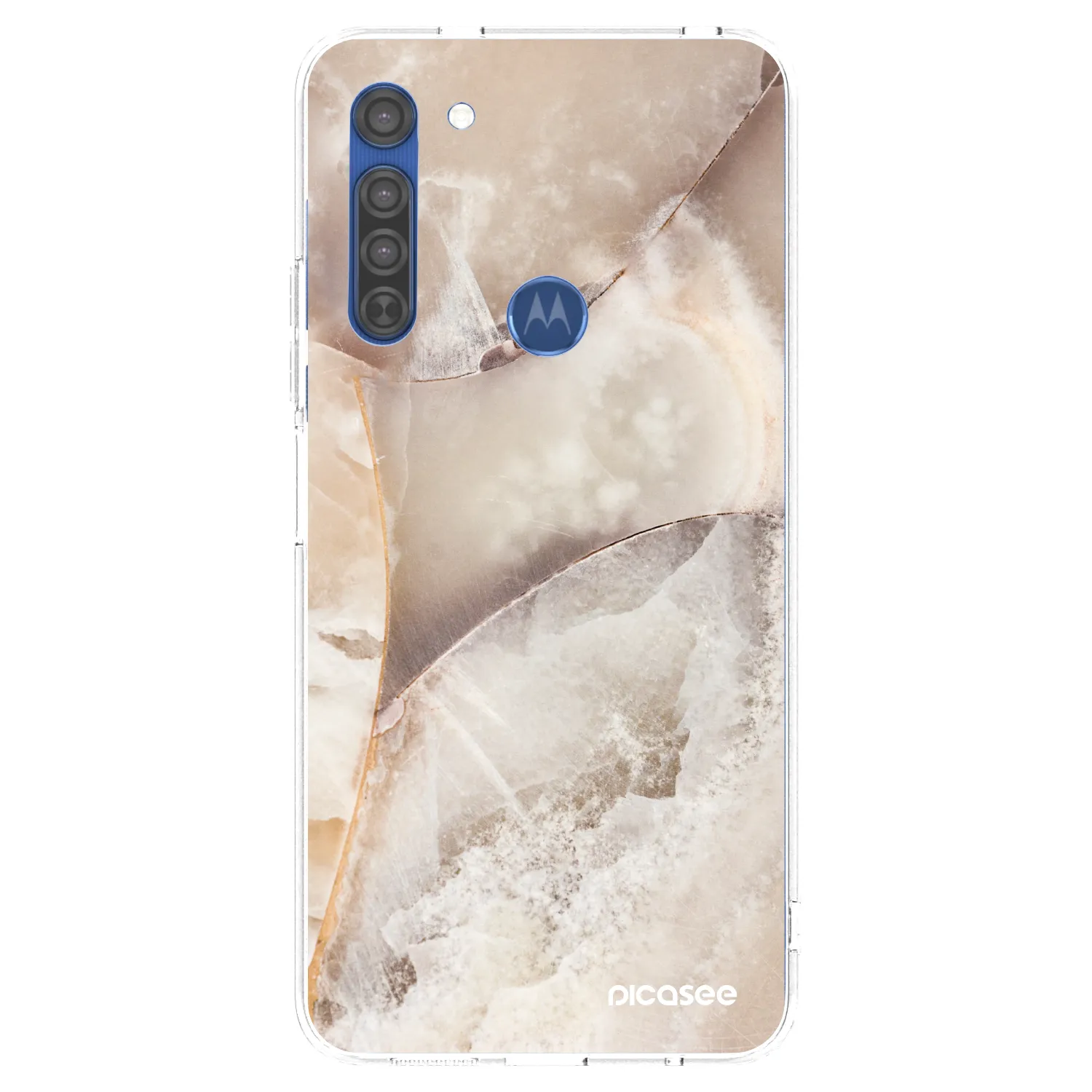 Picasee silikónový prehľadný obal pre Motorola Moto G8 - Cream marble