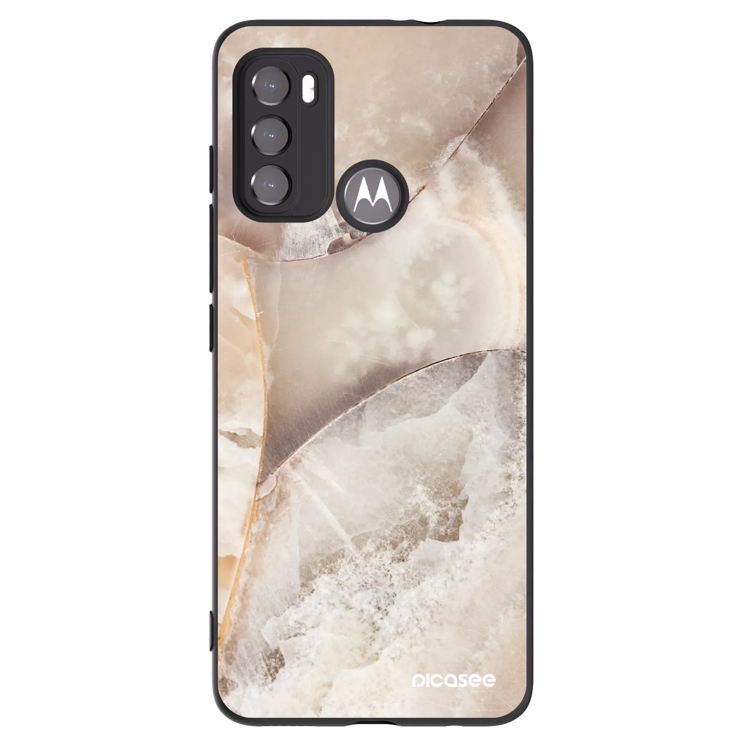 Picasee silikónový čierny obal pre Motorola Moto G60 - Cream marble