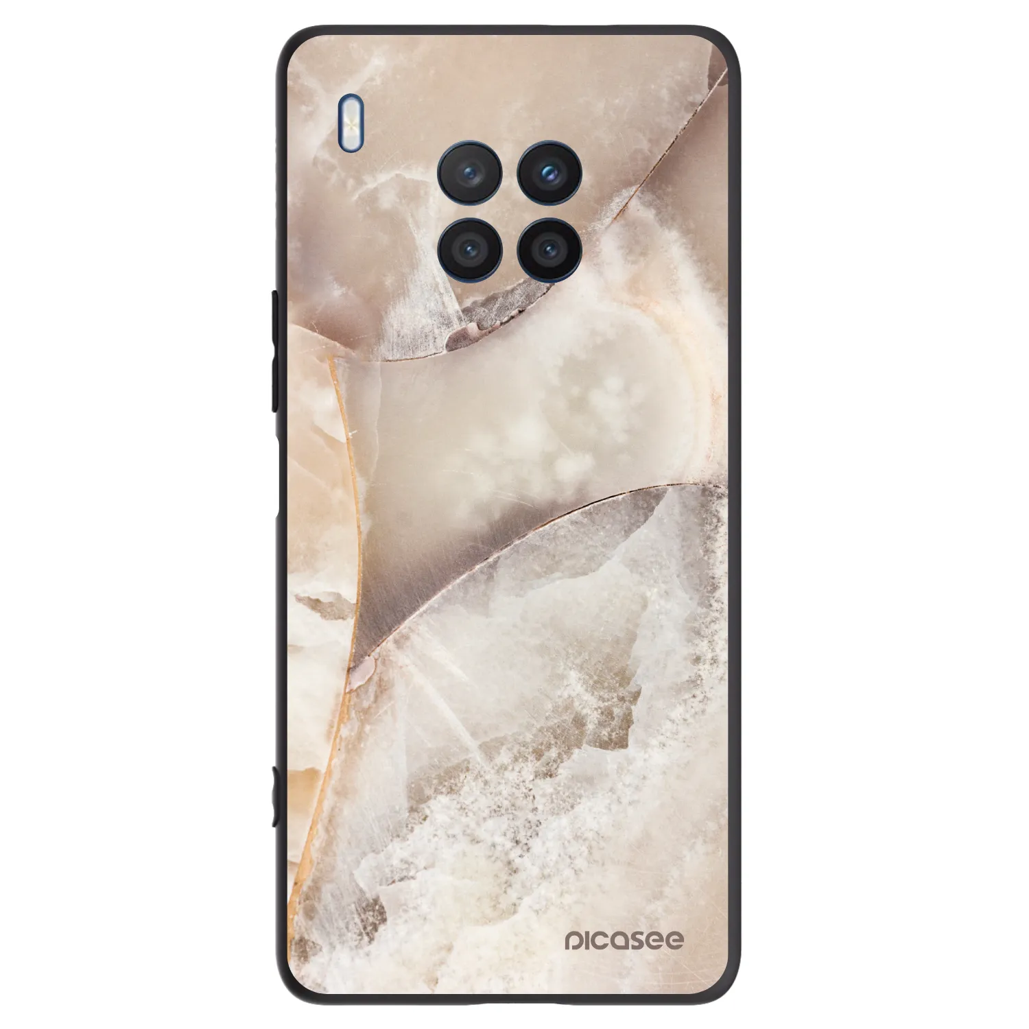 Picasee silikónový čierny obal pre Honor 50 Lite - Cream marble